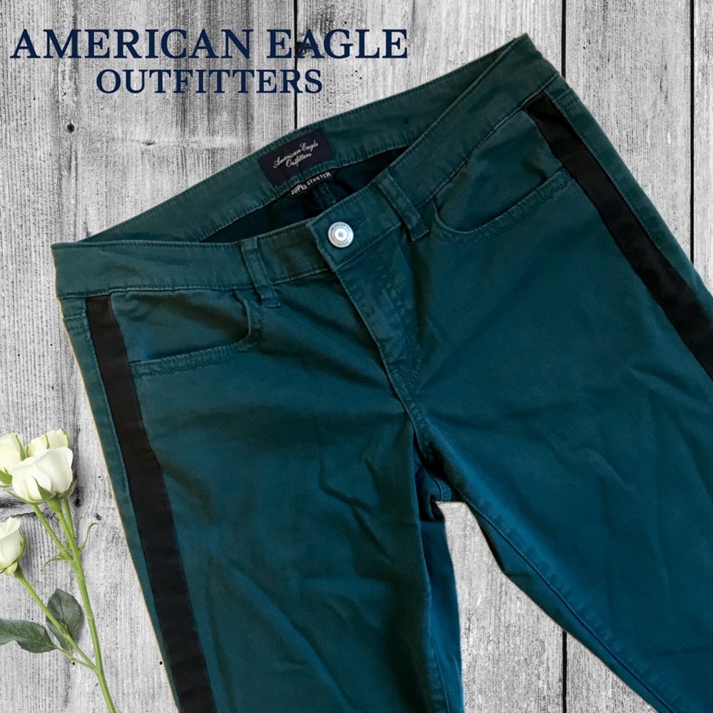 Green pants with Black stripe